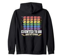Counted To 100 Days Of School Tally Rainbow Kids Zip Hoodie
