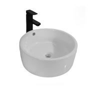 Counter Basin Simple Round Bathroom Sink with Overflow Hole, Home Wash Basin, Balcony Ceramic Hotel Art Table Vessel Sinks