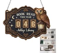 Counter Books Read This Year: Tracker Challenge Reading Hanging Wood, Interactive Mouse Library, Bookmark Progress Bookshelf Library | Professional Goals Advanced Design Wood N