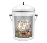 Counter Compost Bin - 5L Iron Container, Lightweight Odor Resistant Indoor Bucket Fruit Vegetable Leftovers, Sl harcoal Finish | Use Handle For Easy Emptying On Kitchen Countertop Sink Side