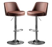 Counter Height Bar Stools, Faux Leather Upholstered Barstools with Back, Adjustable Swivel Bar Chairs Counter Stools for Kitchen Island, Dining Room, Cafe