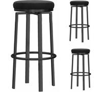Counter Height Bar Stools Kitchen Swivel Velvet Barstools Set of Upholstered Island Pub Kitchens Breakfast Tall Stool, 26/30 in (Black,75cm)