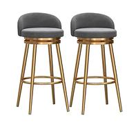Counter Height Bar Stools Set of 4 with 360° Swivel, Velvet Upholstered Seat and Gold Metal Legs