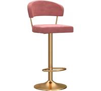 Counter Height Bar Stools, Upholstered Modern Velvet Barstools with Back, 360° Swivel Bar Chairs with Metal Leg and Footrest, Adjustable Height, Kitchens Island Breakfast(Pink-1ps,65~80cm) WFJ