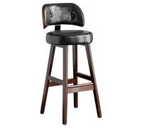 Counter Height Bar Stools with Back - PU Leather Upholstet Walnut Wood Legs 75cm Kitchen Island & Pub Barstool Slish & table 1PC