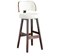 Counter Height Bar Stools with Back PU Leather Upholstet Walnut Wood Legs 75cm Tall for Kitchen Island & Pub - Slish 1PC Barstool for Dining Room