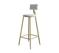 Counter Height Barstool with Backrest & Footrest Wrought Iron Frame 65cm t for Café Restaurant Kitchen - 6 Stylish Color Options (White)