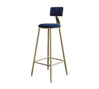 Counter Height Barstool with Backrest & Footrest Wrought Iron Frame for Kitchen Café Restaurant - Stylish & - Available in 6 Colors (Blue 75cm)