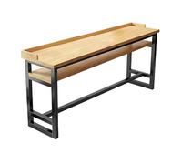Counter Height Narrow Bar Table 63" Long Pub Dining Table with Metal Base for Small Spaces Perfect for Kitchen Living Room Coffee Shop Pine Finish 41" Tall.