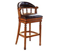 Counter Height Stool, Vintage Bar Stool with Back, Solid Wood Bar Chair, Comfy Swivel Leather Seat, Ideal for Pub and Restaurant Kitchens