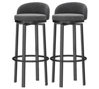 Counter Height Stools Bar Chairs Set of 2 Kitchen High Stools Supported Workshop Breakfast Barstool Upholstered Seat Swivel Velvet Island Stool for Home Bar Counter (Grey,75cm(29.5''))
