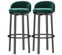 Counter Height Stools Bar Chairs Set of 2 Kitchen High Stools Supported Workshop Breakfast Barstool Upholstered Seat Swivel Velvet Island Stool for Home Bar Counter (Green,75cm(29.5''))