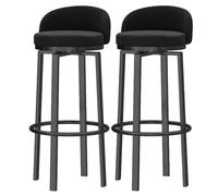 Counter Height Stools Bar Chairs Set of 2 Kitchen High Stools Supported Workshop Breakfast Barstool Upholstered Seat Swivel Velvet Island Stool for Home Bar Counter (Black,65cm(25.6''))