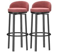 Counter Height Stools Bar Chairs Set of 2 Kitchen High Stools Supported Workshop Breakfast Barstool Upholstered Seat Swivel Velvet Island Stool for Home Bar Counter (Pink,75cm(29.5''))