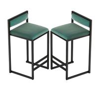 Counter Height Stools Bar Stools Set of 2, Counter Height Barstools, Velvet Upholstered Kitchen Island Stool, Low Backrest Bar Chairs Easy Assembly (Green,75cm(29.6''))