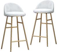 Counter Height Stools Bar Stools Set of 2- Velvet Barstools with Gold Metal Legs Kitchen Island Stools, High Bar Chairs for Island Counter, Pub, Bistro (Coffee,gold,white,65cm)