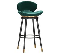 Counter Height Stools Barstools Dining Chair, Swivel Counter Bar Stool, Velvet Thick Padded Island Chair, Pub Cafe Room Counter with Back, Round Footrest (Green,65cm(25.6''))