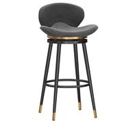 Counter Height Stools Barstools Dining Chair, Swivel Counter Bar Stool, Velvet Thick Padded Island Chair, Pub Cafe Room Counter with Back, Round Footrest (Grey,75cm(29.5''))