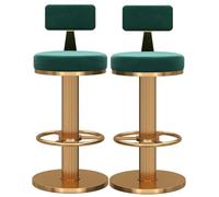 Counter Height Stools Heavy Duty High Bar Stool Set of 2 ° Swivel Height Adjustable Counter Stools Dining Stools with Low Backrest, Footrest for Kitchen Island (Green,45-60cm(17.7-23.6''))