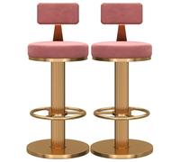Counter Height Stools Heavy Duty High Bar Stool Set of 2 ° Swivel Height Adjustable Counter Stools Dining Stools with Low Backrest, Footrest for Kitchen Island (Pink,45-60cm(17.7-23.6''))