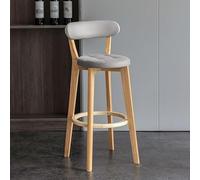 Counter Height Stools, Mid Century Wood Upholstered Barstools with Curved Back for Kitchen Island Dining Room Restaurant
