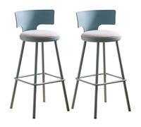 Counter Height Stools Set of 2 with Back, 30 Inch Mid Century Bar Stools, Linen Fabric Upholstery Bar Chairs for Kitchen Counter with Metal Legs