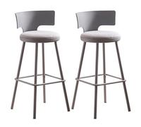 Counter Height Stools Set of 2 with Back, 30 Inch Mid Century Bar Stools, Linen Fabric Upholstery Bar Chairs for Kitchen Counter with Metal Legs