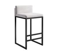 Counter Height Stools Upholstered Barstools with Back, Velvet Kitchen Island Bar Stools with Footrest Dining Chairs for Kitchen Island Home Pub (White,1Pcs 25.6in)