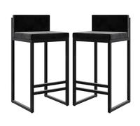 Counter Height Stools Velvet Bar Stools Counter Height Stools with Back Footrest for Kitchen Metal Barstools Upholstered Bar Chairs Island Stools- 2Pcs 65cm Sitting Height (Black 2pcs,65cm)