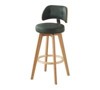 Counter Height Swivel Bar Stool with Curved Backrest, 34.25" Upholstered PU Leather Seat, Modern Kitchen Island Chair, Dark Green, 1 Piece