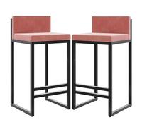 Counter Stools Comfty Chairs, Upholstered Tall Bar Stool, Armless Height Barstools with Low Backrest and Metal Frame for Kitchen, Island (Pink,75cm(29.5''))