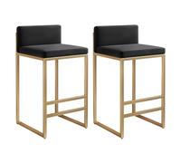 Counter Stools Set of 2 - Ergonomic Kitchen Bar Chairs with Wrought Iron Legs Tall Breakfast Bar Stools for Kitchen Island Modern Design Comfortable Seating