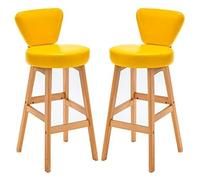 Counter Stools Set of 2, PU Leather Mid-Back Curved Seat with Beech Legs and Footrest, Anti-Slip Caps for Kitchen Bar Dining