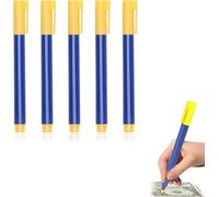 Counterfeit Checker Pen, Blue Banknote Checker Pen, Compatible with Various Banknotes, Including Gbp, Usd, Eur, Jpy and Krw (Pack of 5)