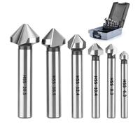 Countersink Bit Set NORTOOLS 6PCS HSS High-Speed Steel 90° 3-Flute DIN335C Chamfering Tool - Professional Metal & Plastic Countersinking Kit (6.3-20.5mm) for Stainless Steel, Iron, Aluminum, Copper