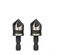 Countersink Bit with 5 Flute Design 2PCS for Drilling Clean 90 Degree Holes in Wood and Soft Metals 1/4 Hex Shank (16mm)