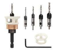 Countersink Drill Bit,4 Piece Plug Cutters for Wood Set,Counter Sink Drill Bits for Wood, Plug Cutter, 1/4" Hex Shank Adjustable Countersink,Drilling Woodworking Tools for Wood DIY Door Window Cabine