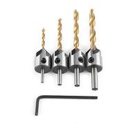 Countersink Drill Bit 4PCS 3-6mm 3 Flute Drill Set HSS Chamfer Carpentry Reamer for Wood Metal Aluminium Plastic (Titanium Coated)