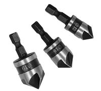 Countersink Drill Bit Set, 3 Pcs 12/16/19mm 1/4 Inch Hex Shank 5 Flute 90 Degree Chamfering, High Carbon Steel Countersink Bits, Adjustable Counterbore Drill Bits for Wood Plastic