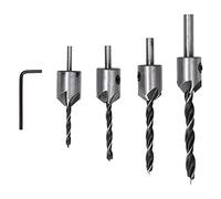 Countersink Drill Bit Set 4Pcs High Hardness Carbon Steel 3Point Positioning Woodworking Chamfer Tools with Hex Wrench for Bench Drills Hand Drills Electric Drills