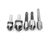 Countersink Drill Bit Set - 5 PCS High Speed, Steel Wood Drill Bits, 1/4 Inch Shank, 5 Flute 82/90 Degree Countersinking Tool | Simple Carpentry Woodworking Hand Tool Kit Durable Precise Use