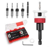 Countersink Drill Bit Set 5 Pcs with Limit Ring, HSS M2 Tapered Drill Bits for Wood Plastic Sheets, Adjustable Depth for Smooth Countersunk Holes, Includes Storage Case