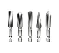 Countersink Drill Bit Set,5pcs Rotary Burr Wood Carving Rasp Files Set, with Wood For Metal, & P Hex Soft Metal, Shank 1/4"