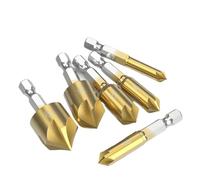 Countersink drill bit set, 6pcs 6/8/9/12/16/19mm Hss Countersink Boring Bit Set for Wood Metal Quick Change Tool Hex Chamfer(3pcs)