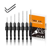 Countersink Drill Bit Set, 7-Piece Woodworking M2 Counterbore Taper Bits for #4, 6, 8, 10, 12, 14 Screws, 82-Degree Chamfer, ¼” Hex Shank, 2 Allen Wrenches, HSS Drill Bits Detachable Depth Adjustable