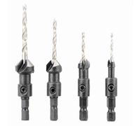 Countersink Drill BIT Set Adjustable Woodworking Tapered Drill BIT HIGH Speed Steel HEX Wrench Wood CHIP 4PCS