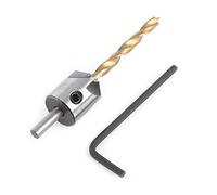 Countersink Drill Bit Set, Akozon Wood Countersink Drill Bit Steel Countersink Drill Bit Carpentry Woodworking Boring Tool Round Shank With L-Wrench Hex Key(Single 4.5mm+ small spanner)