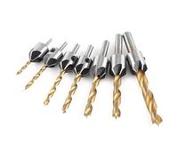 Countersink Drill Bit Set, Akozon Wood Countersink Drill Bit Steel Countersink Drill Bit Carpentry Woodworking Boring Tool Round Shank With L-Wrench Hex Key (3-10mm))
