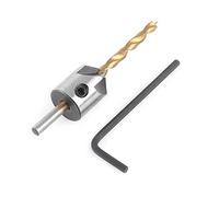 Countersink Drill Bit Set, Akozon Wood Countersink Drill Bit Steel Countersink Drill Bit Carpentry Woodworking Boring Tool Round Shank With L-Wrench Hex Key(Single 4mm + small wrench)