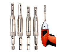 Countersink Drill Bit Set,Replacement Part Automatic Center Finder Tool Set - Woodworking Chamfer Drilling Tools,for Window Cabinet Furniture Door Hex Wrench Drill Guide Template Hinge Hole Cutter